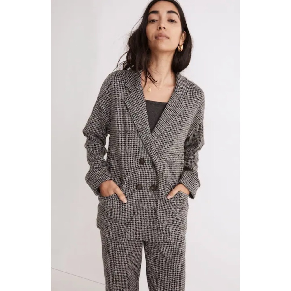 NWT Madewell Brushed Knit Redford Blazer in Houndstooth Check - Size Medium